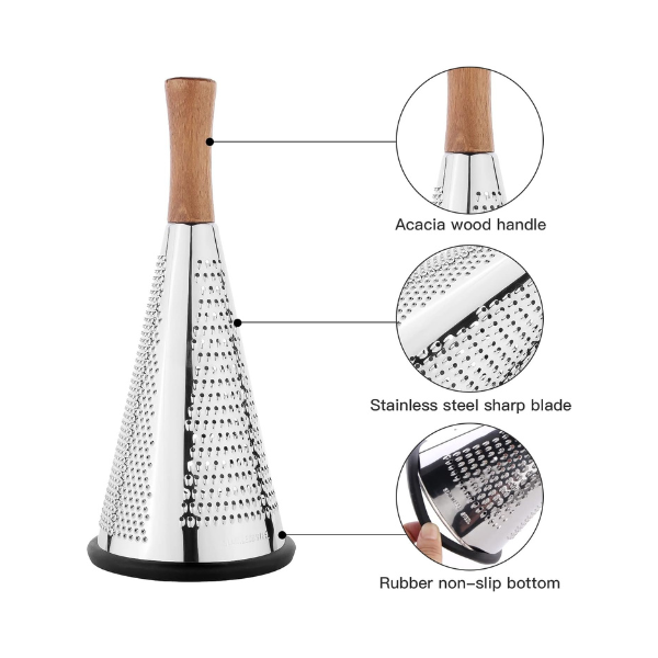 Stainless Steel Cone Grater with Wooden Handle