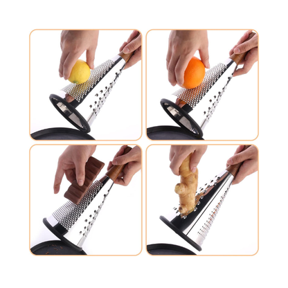 Stainless Steel Cone Grater with Wooden Handle