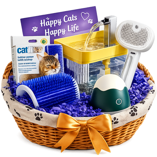 Happy Paws Premium Cat Care Gift Basket – Complete Grooming & Wellness Kit for Cats