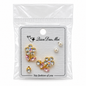 Three pairs of studs with pink flower designs, white pearl-style beads and clear stones