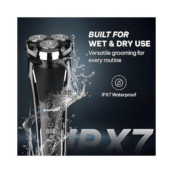 Blaupunkt Shaver for Men – 3 Floating Heads, Pop-Up Trimmer, USB-C Charging, LCD Display, 180 Min Runtime, Wet & Dry Use, Travel Lock, Corded/Cordless, Waterproof, 2-Year Warranty – SVM422 - Image 5