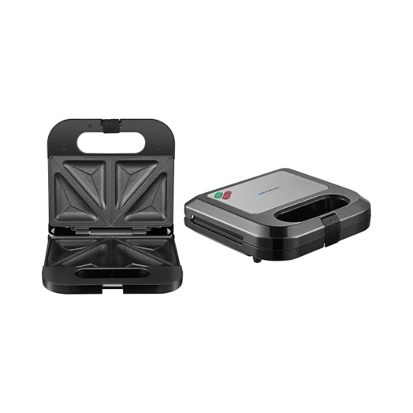 Blaupunkt 2-Slice Sandwich Maker 750W – Fixed Non-Stick Plates, Cool-Touch Body, Thermostat with Indicator Lights, Compact Design, PFOA-Free Coating, Stainless Steel Top, 2-Year Warranty – KSM565