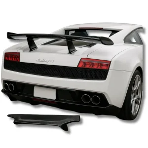 Lamborghini Gallardo Spoiler, Carbon Fiber Wing Gallardo, Lambo Rear Aero, Gallardo Rear Wing, Carbon Fiber Performance Parts, Lamborghini Accessories, Track Wing Upgrade, Gallardo Downforce Kit
