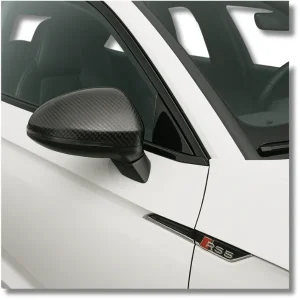 Audi RS5 Carbon Fiber Side Mirror Covers (2017–2023) – Gloss Finish – Full Replacement