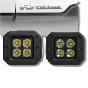 Toyota FJ Cruiser LED Fog Light Pods (Pair) – Off-Road Bright White Beam – Universal Fit