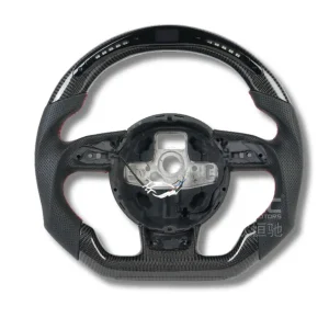 Audi B8 RS Carbon Fiber LED Steering Wheel – Flat-Bottom RS Style – 2015–2016 – Shift Light Display