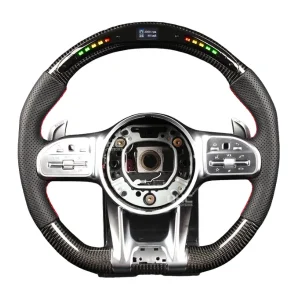 Mercedes-Benz LED Carbon Fiber Steering Wheel – AMG Style – 2011–2018 – Flat-Bottom with Shift Light Display