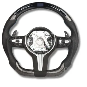 BMW E46 Carbon Fiber LED Steering Wheel – Flat-Bottom F80 M3 Style – 1999–2006 – Shift Light Display