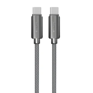 EarldomEC-188CC 1M 60W Nylon Braided Wired Type-C to Type-C PD Fast Charging Cable - Black