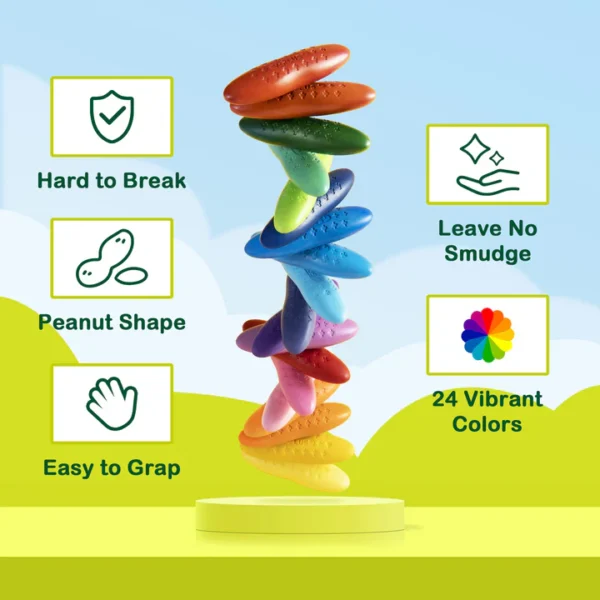 Y PLUS Peanut Crayons in Motorbox – 24 Vibrant Colors - Image 5