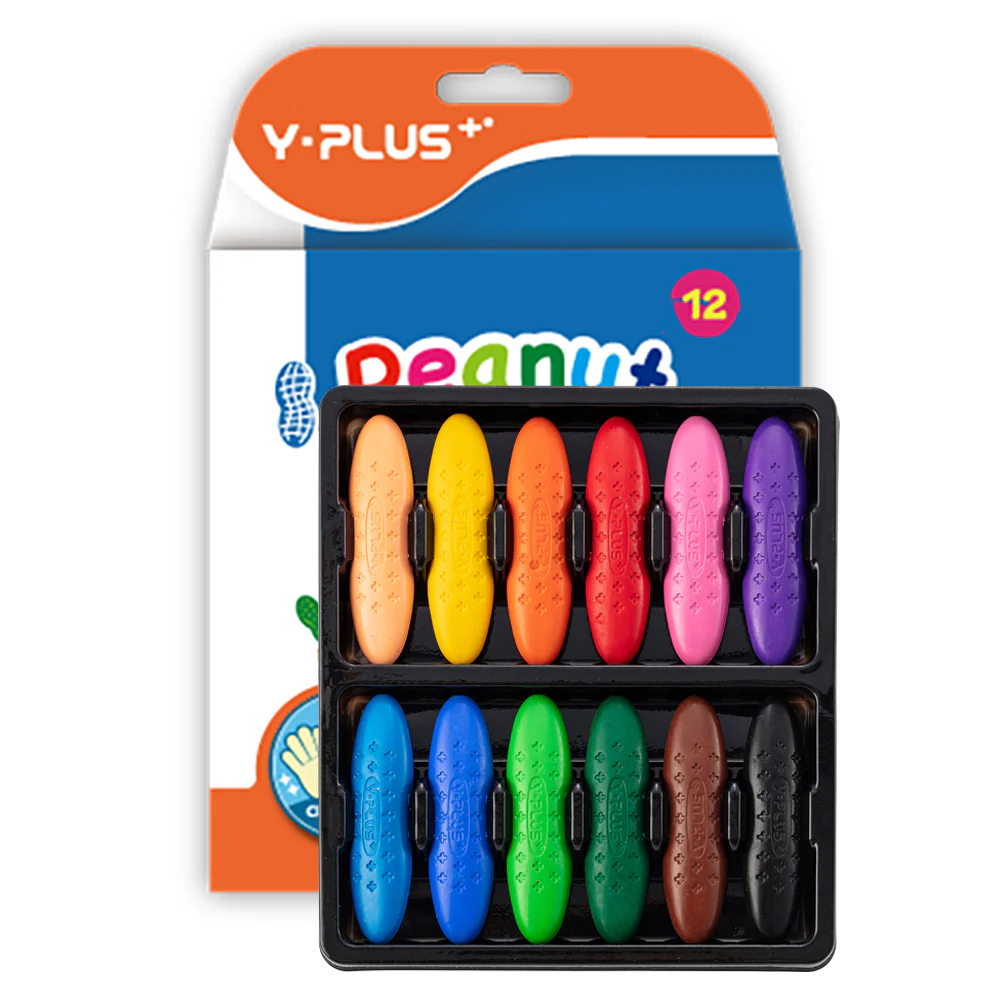 Y Plus 12 Pcs Peanut Crayons – Bright, Non-Toxic & Easy Grip