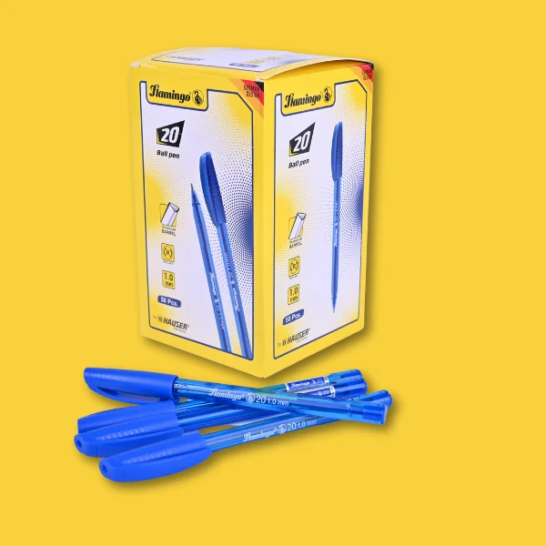 Flamingo 20 Ball Pen – Blue Ink – Box of 50