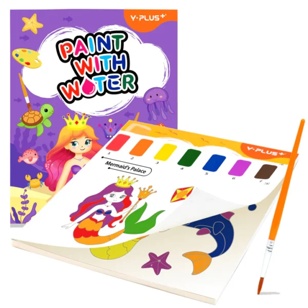 Y-PLUS+ Paint with Water – Mermaid Tales – Kids’ Activity Book with Brush - Image 2