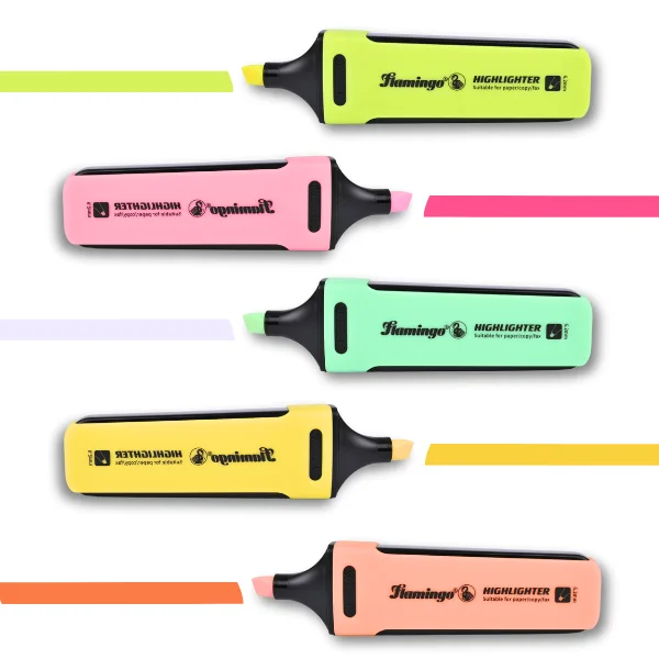 Flamingo 12 Pcs Highlighter Set – Assorted Bright Colors for Smooth Highlighting