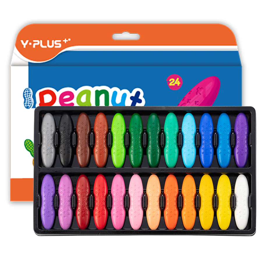 Y Plus 24 Pcs Peanut Crayons – Bright, Non-Toxic & Easy Grip