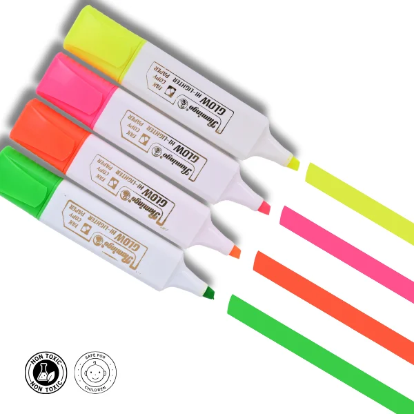 Flamingo 4 Pcs Highlighter Set – Bright & Smooth Ink in Blister Pack