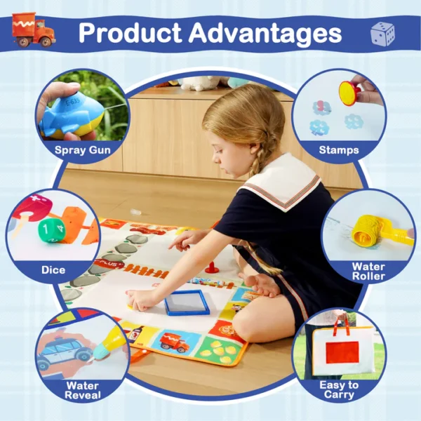 Y PLUS Water Doodle & Game Mat – Mess-Free Creative Fun for Kids - Image 3