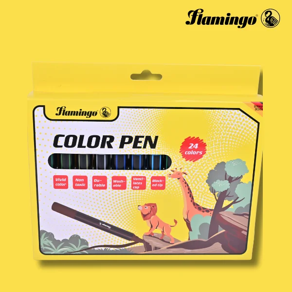 Flamingo 24 Pen Marker – Bold, Smooth, Quick-Dry Ink for Writing & Marking