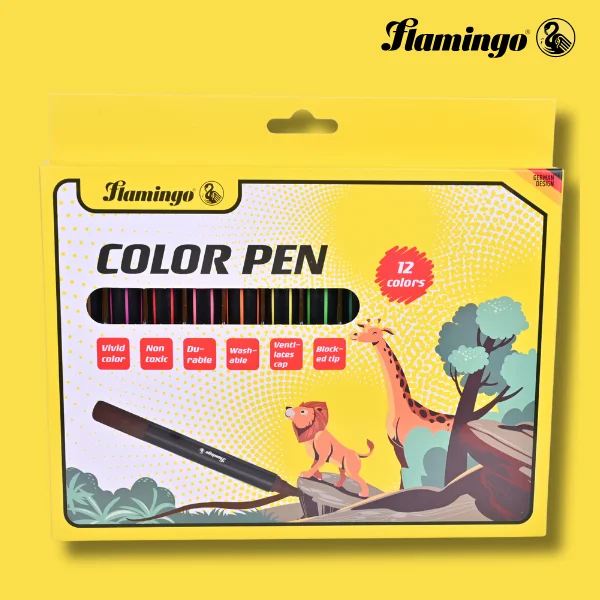 Flamingo 12 Pen Marker – Bold, Smooth, Quick-Dry Ink for Writing & Marking