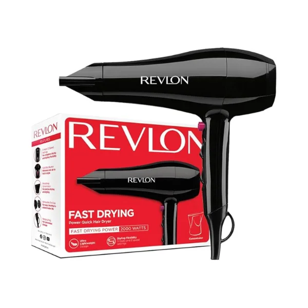 Revlon RVDR5280 Quick-Dry Volumizer Brush Dryer – 2000 W Hot Air Styling Tool with 3 Heat / 2 Speed Settings + Cool Shot, Ionic + Ceramic Finish