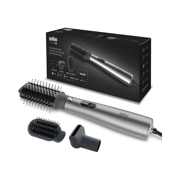 Braun BRAS430 Ionic Volumiser 1000W Hot Air Styler with Smoothing Attachment, 2 Temperature Settings, Cool Shot, Lightweight Design for Smooth & Voluminous Blowouts