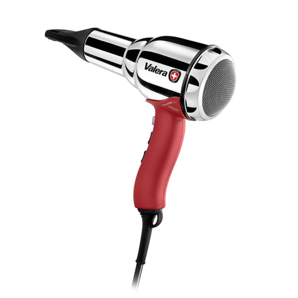 Valera Swiss Metal-Master Light Hair Dryer 2000W – Professional Ionic AC Motor Blow Dryer with Cool Shot, Lightweight Ergonomic Design, Silver/Red