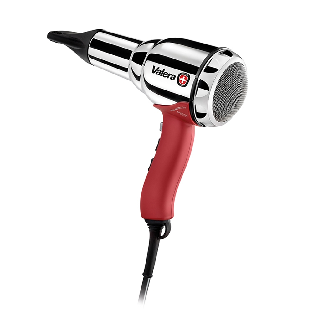 Valera Swiss Metal-Master Light Hair Dryer 2000W – Professional Ionic AC Motor Blow Dryer with Cool Shot, Lightweight Ergonomic Design, Silver/Red