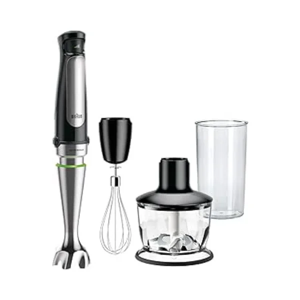 Braun MultiQuick 7 MQ7035X 3-in-1 Immersion Blender – 500W Easy SmartSpeed with ActiveBlade, Chopper, Whisk & Beaker – Stainless Finish
