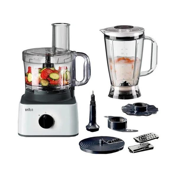 Braun FP0132 8-in-1 Food Processor & Blender – 750 W, 2.1 L Bowl + 1.8 L Jug, 2 Speeds + Pulse, EasyClick System, Multifunction Kitchen Tool