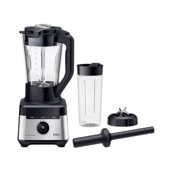 Braun PowerBlend 7 JB7551 Jug Blender – 1400 W, iTextureControl (3 Textures × 9 Programs), TriAction Technology, Glass Jug + Smoothie2Go Bottle