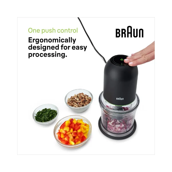 Braun MultiPractic 3 CH3013BK Mini Chopper – 500 W, Advanced QuadBlade, 2 Speeds Push-Control, 500 ml Capacity, Dishwasher-Safe, Safety Lock - Image 3