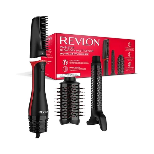 Revlon One-Step Blow-Dry Multi Styler (820 W) – 3-in-1 Dry, Curl & Volumizer Tool with 3 Attachments, Ionic & Ceramic, Multiple Modes – GCC / UAE Edition