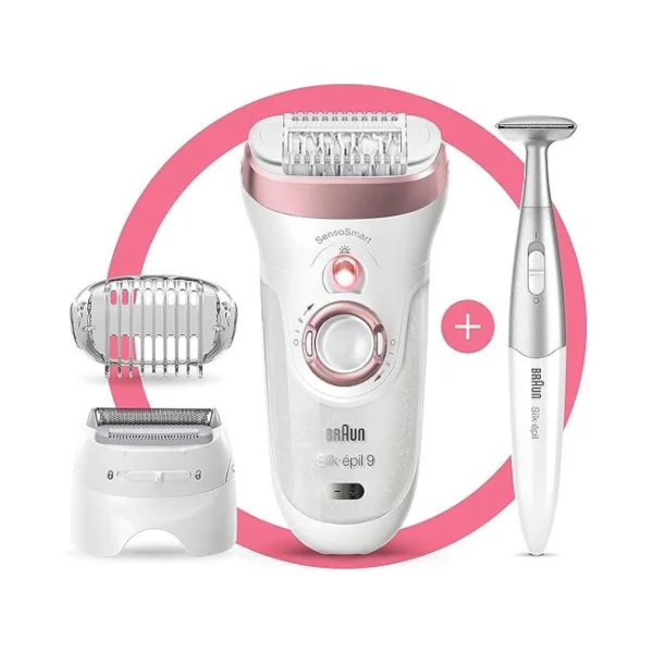 Braun Silk·épil SES 9890 SensoSmart Wet & Dry Epilator – 40 Tweezers, 10 Intensity Levels, LED Light, Exfoliation Brushes - Image 2