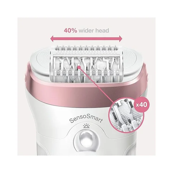 Braun Silk·épil SES 9890 SensoSmart Wet & Dry Epilator – 40 Tweezers, 10 Intensity Levels, LED Light, Exfoliation Brushes - Image 3