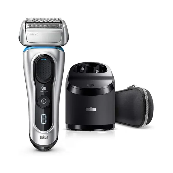 Braun Series 8 8390cc Wet & Dry Electric Shaver – Clean & Charge System, 10,000 Sonic Vibrations, 60-Minute Runtime