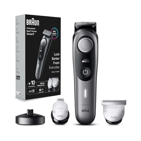 Braun Series 9 BT9420 Beard Trimmer – 40 Length Settings (0.5–20 mm), ProBlade + AutoSense, 180-Min Runtime, 100% Waterproof