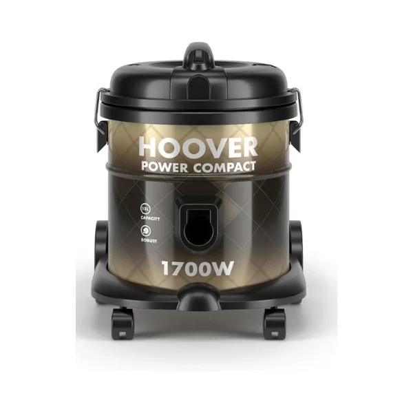 Hoover Power Compact Vacuum Cleaner CDCY-T0XS – 1700W Drum Vacuum with 15L Capacity, Blower Function & Anti-Bacterial Filtration – Gold and Black – Heavy Duty Home Cleaning Appliance
