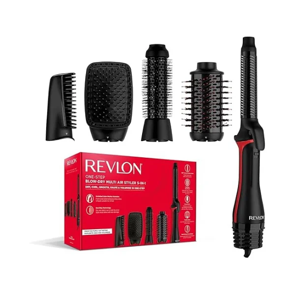 Revlon One-Step Blow-Dry Multi Styler 5-in-1 – 250 W Air Styler with 4 Attachments, Ionic + Ceramic, Multiple Air / Heat Modes – GCC / UAE Friendly