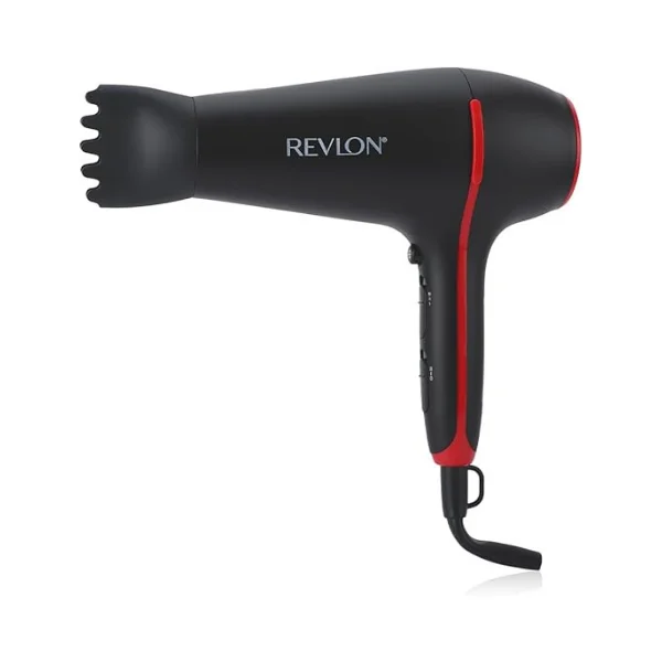 Revlon SmoothStay Coconut Oil-Infused Hair Dryer – 3 Heat / 2 Speed + Cool Shot, Diffuser & Concentrator, Ionic Ceramic Technology, Black
