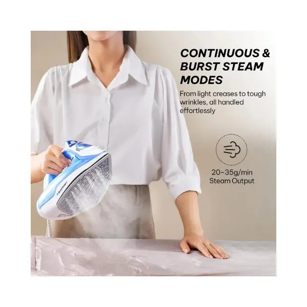 Blaupunkt Steam Iron 2400W – Ceramic Soleplate, Vertical & Burst Steam, Anti-Drip, Anti-Calc, Self-Cleaning, Auto Shut-Off, 280ml Tank, Stylish Design, 2-Year Warranty – GIS360 - Image 6