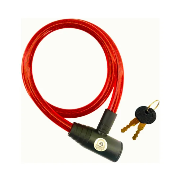 BICYCLE WIRE LOCK WITH KEY FOR BICYCLE, SCOOTER,MOTOR BIKE, RED COLOR