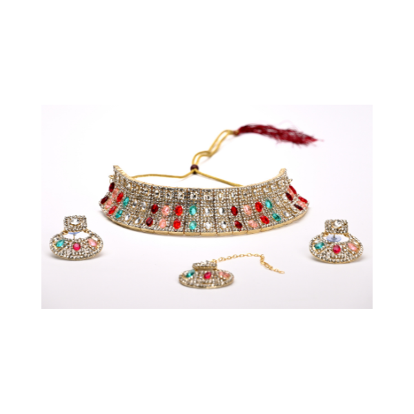 Crystal Radiance Multicolor Stone Choker Set