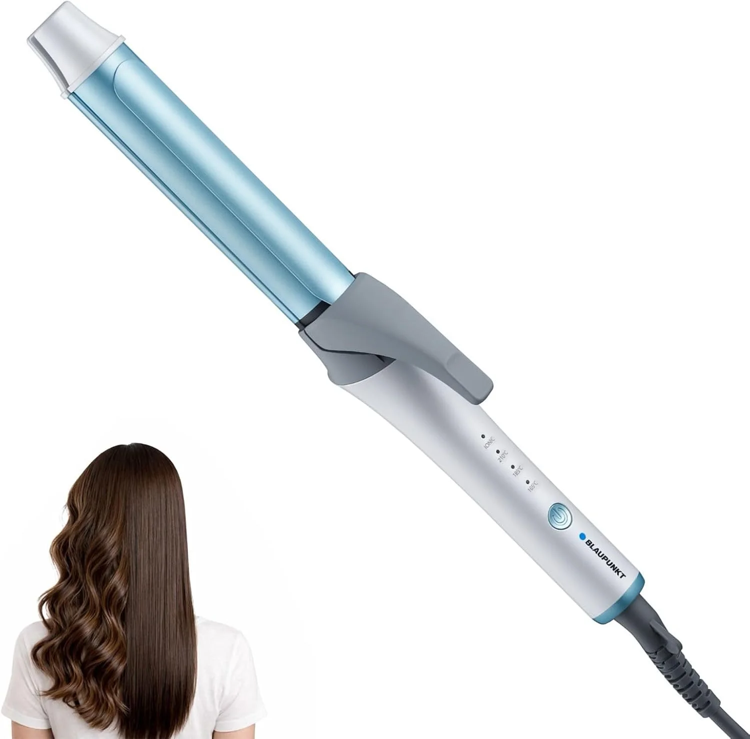 Blaupunkt 2-in-1 Hair Curler and Straightener, 28mm Barrel | 95W, 3 Heat Settings 165–210°C | Ionic Function, Swivel Cord with Hanging Loop | Smooth, Frizz-Free Styling